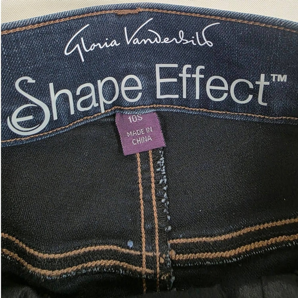NWT Gloria Vanderbilt Shape Effect Pull On Straight Jeans Women 10S Dark Wash - Picture 6 of 16